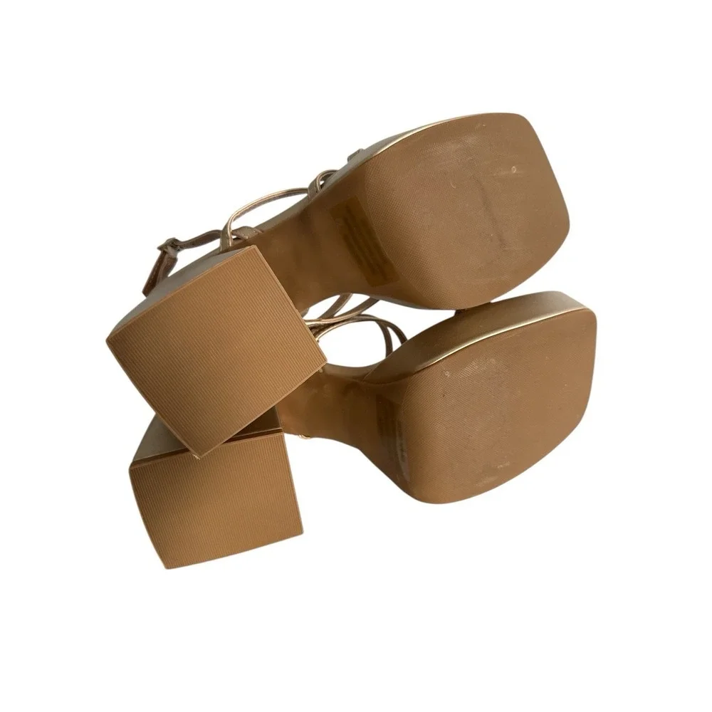Abound Gold Metallic Strappy Platform Block Heel Sandals NEW IN BOX Women's 8.5M